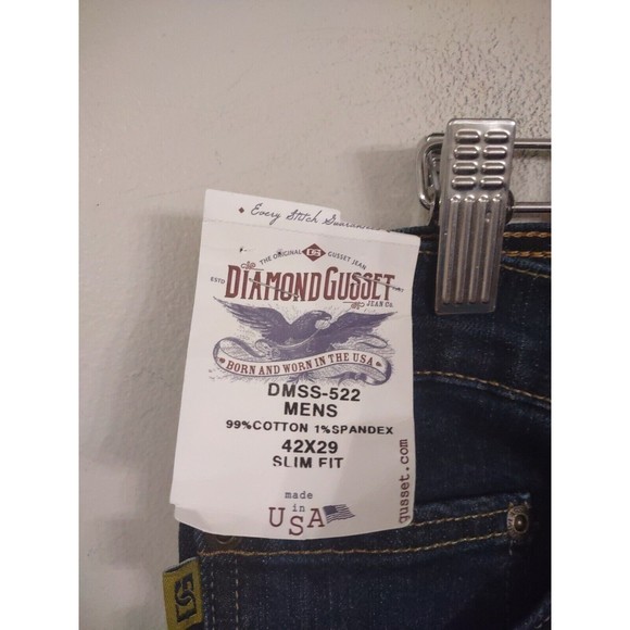 Diamond Gusset Mens Jeans 100% Cotton Denim USA Made 42x30 NWT - Picture 3 of 7